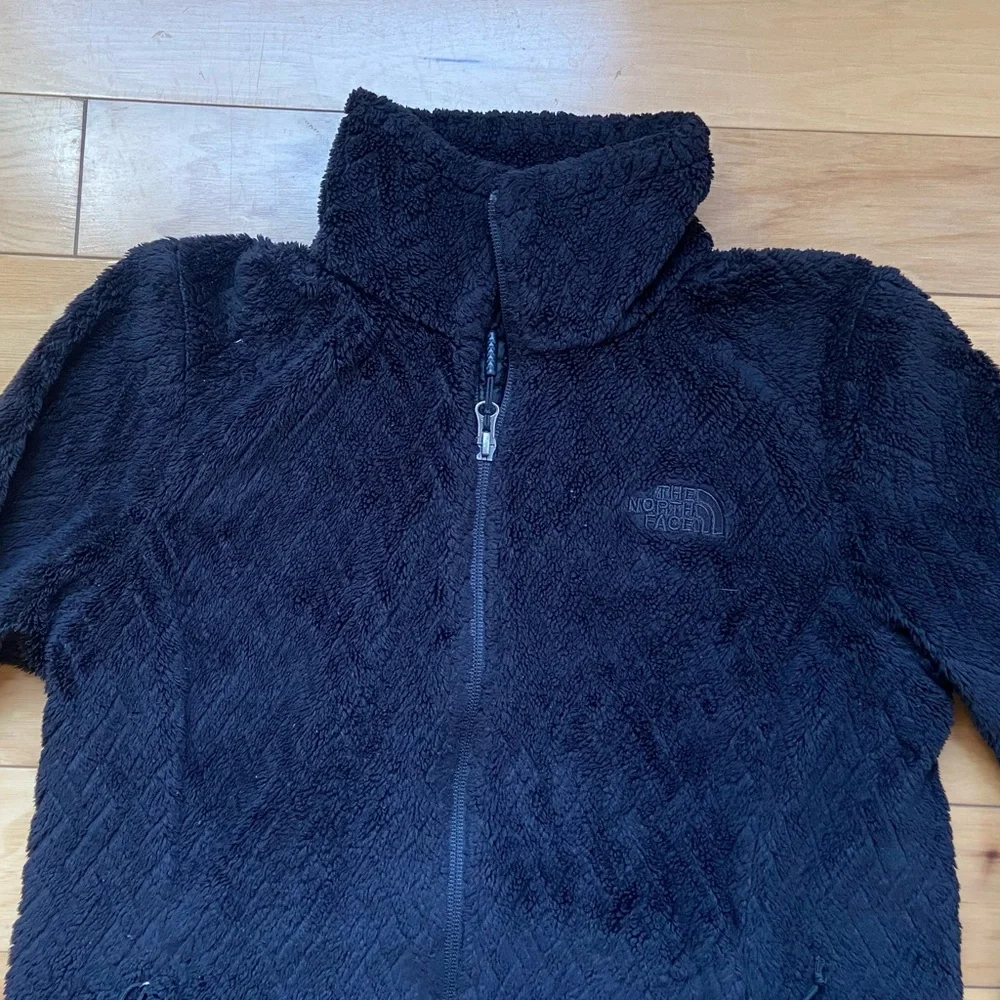 The North Face Sherpa Fleece Jacket Womens Sz S Black Full Zip High Pile Teddy